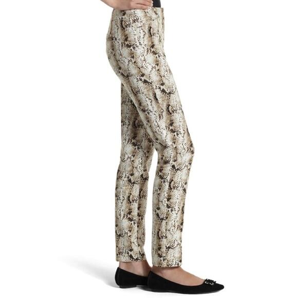 White House Black Market Black and Tan Snake Print Slim Ankle Pants 10R - Picture 2 of 7